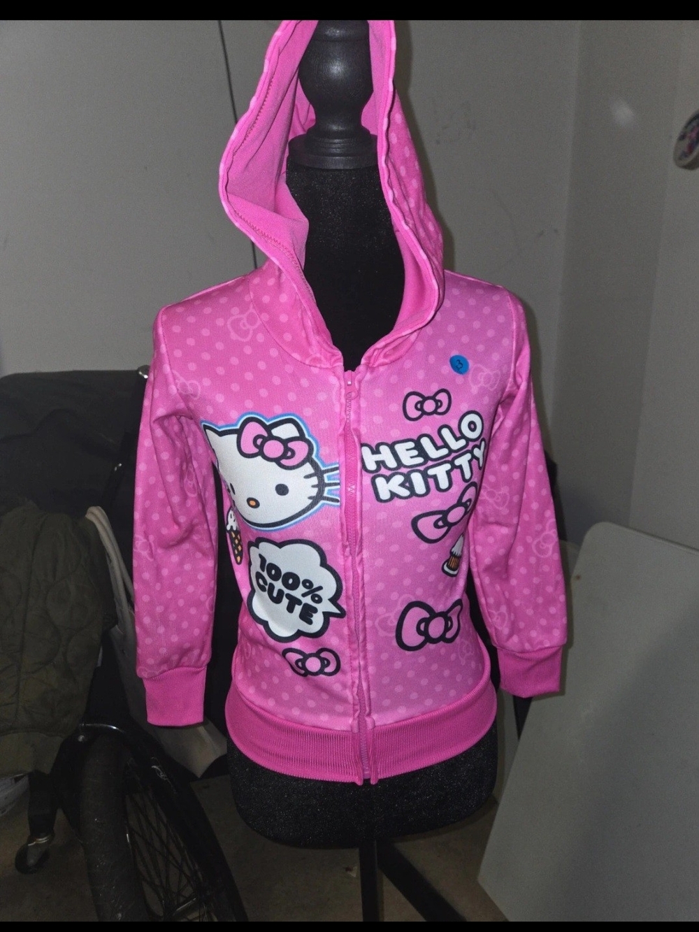 Hello Kitty Girls' Pink Zip-Up Hoodie Sz 8